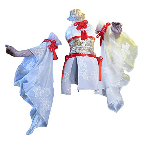 ULLAA Traje de cosplay Naraka Bladepoint Tumen falda de nogal para la fiesta de Halloween de la mascarada M White