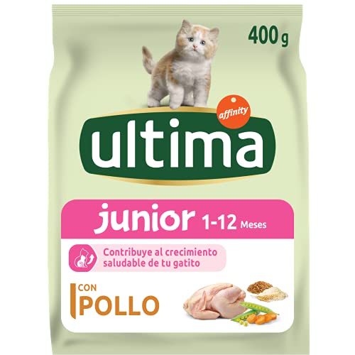 ultima Pienso para Gatos Junior de 1 a 12 Meses con Pollo, Pack de 6 x 400 gr - Total 2.4 kg