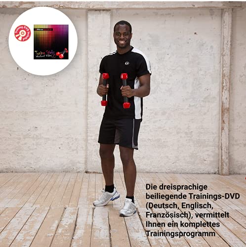 Ultrasport Set de danza/fitness formado por dos mancuernas Toning Sticks y DVD de entrenamiento – mancuernas apropiadas para zumba, ideal para mujeres deportistas – mancuernas y pesas para fitness con diversión y ritmo