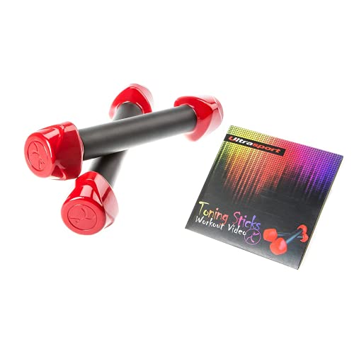 Ultrasport Set de danza/fitness formado por dos mancuernas Toning Sticks y DVD de entrenamiento – mancuernas apropiadas para zumba, ideal para mujeres deportistas – mancuernas y pesas para fitness con diversión y ritmo