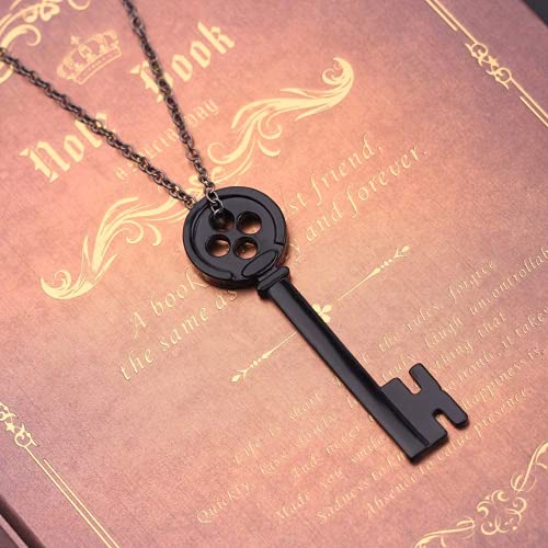 Ulyjcq Película de Terror Coral Key Key Collar Colgante Botón Negro Key 骷髅 Pesadilla en Navidad Cake Kingdom Heart Regalo