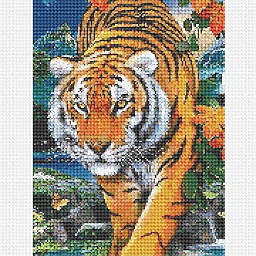UM UPMALL - Kit de pintura de diamante 5D para adultos y niños, diseño de tigre en la montaña, 30 x 40 cm