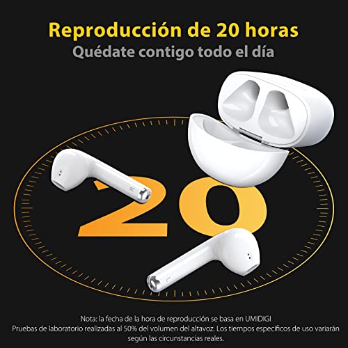 UMIDIGI AirBuds Auriculares Inalámbricos, Auriculares Bluetooth 5.0 Deportivos Micrófono Incorporado,Auriculares Inalambricos Bluetooth Control Táctil Tiempo de Reproducción de 20h con Caja de Carga