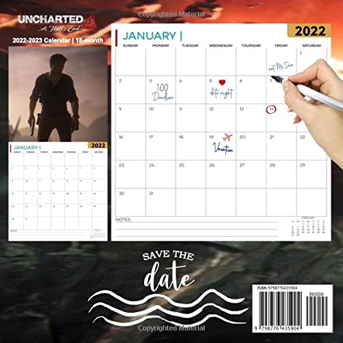 Uncharted 4 A Thief's End: OFFICIAL 2022 Calendar - Video Game calendar 2022 - Uncharted 4 A Thief's End -18 monthly 2022-2023 Calendar - Planner ... games Kalendar Calendario Calendrier). 4
