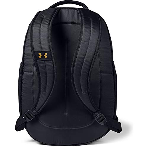 Under Armour Hustle 4.0, accesorio deportivo, mochila para portátil resistente al agua unisex, Gris (Black / Black Medium Heather / Metallic Gold Luster) , One Size