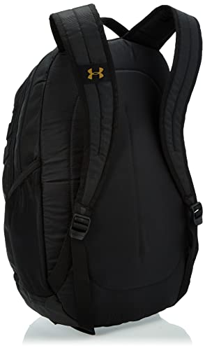 Under Armour Hustle 4.0, accesorio deportivo, mochila para portátil resistente al agua unisex, Gris (Black / Black Medium Heather / Metallic Gold Luster) , One Size