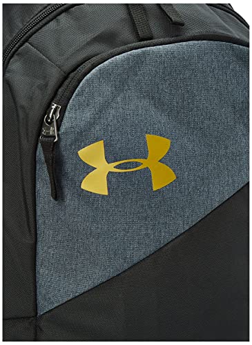Under Armour Hustle 4.0, accesorio deportivo, mochila para portátil resistente al agua unisex, Gris (Black / Black Medium Heather / Metallic Gold Luster) , One Size