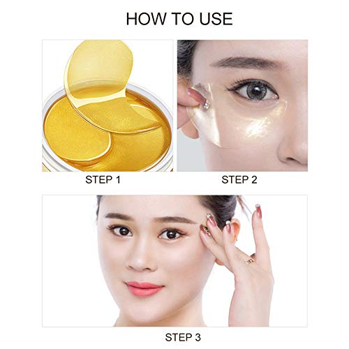 Under Eye Patches, 24K Gold Under Eye Bags Treatment Masks, Under Eye Mask Reduces Dark Circles, Eye Mask for Puffy Eyes, Eye Gel Patches Anti-Aging (60PCS)