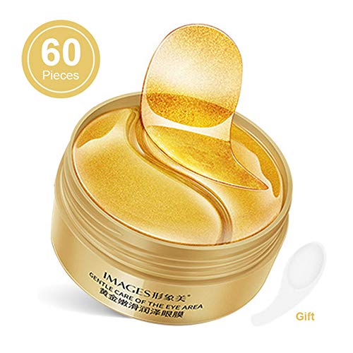 Under Eye Patches, 24K Gold Under Eye Bags Treatment Masks, Under Eye Mask Reduces Dark Circles, Eye Mask for Puffy Eyes, Eye Gel Patches Anti-Aging (60PCS)