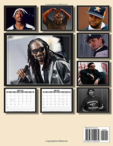 Underground 2022 Calendar: Great Old School Rappers Mini Planner Jan 2022 to Dec 2022 PLUS 6 Extra Months Of 2023 | Premium Pictures Gift Idea For Rap Fans Kalendar calendario calendrier