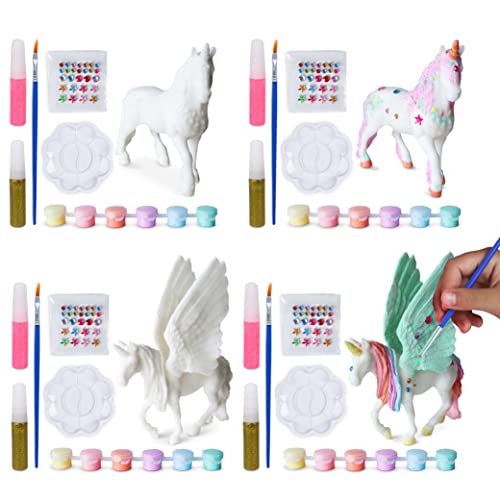 Unicornios Para Niñas Detalles Cumpleaños Niños, Figuras Para Pintar Pack 4 - BONNYCO. Regalos Cumpleaños Niños Colegio, Relleno Piñatas de Cumpleaños Infantil, Manualidades Niñas Unicornio