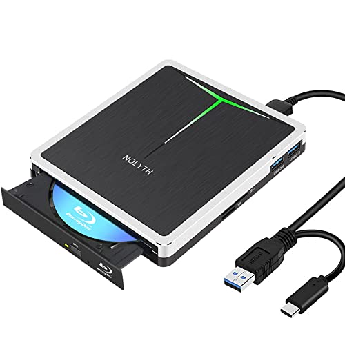 Unidad externa de Blu Ray portátil, USB 3.0, USB tipo C, Bluray, CD, DVD, RW, ROM, grabadora de Blu-ray, lector de escritura para ordenador portátil, PC, MacBook iMac, Mac OS Windows 10/8/7/XP