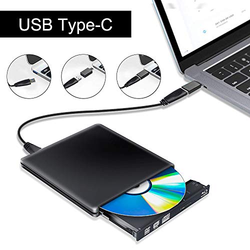 Unidad Externa de DVD BLU Ray 3D, USB 3.0 USB Tipo C Bluray CD DVD RW ROM Player Portátil para PC MacBook iMac Mac OS Windows