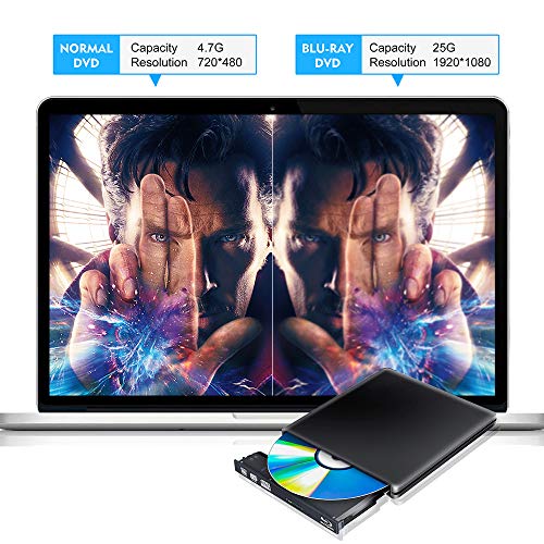 Unidad Externa de DVD BLU Ray 3D, USB 3.0 USB Tipo C Bluray CD DVD RW ROM Player Portátil para PC MacBook iMac Mac OS Windows