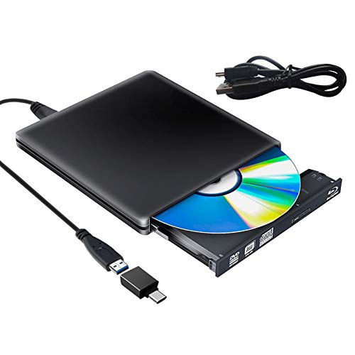 Unidad Externa de DVD BLU Ray 3D, USB 3.0 USB Tipo C Bluray CD DVD RW ROM Player Portátil para PC MacBook iMac Mac OS Windows