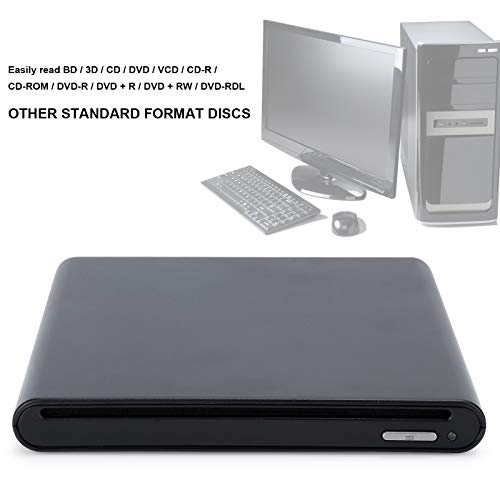 Unidad óptica Externa USB 3.0 4K Bluray Player, BD-RE Recorder Adecuado para computadoras con Windows 7/8/10, Plug and Play Unidad óptica Externa, Negro