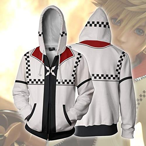 Unisex Kingdom Hearts Cosplay Hoodie, impresión 3D Sudadera con Capucha Chaqueta con Cremallera (Color : 1, Size : M)