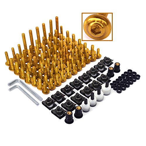 Universal Billet Kit completo de tornillos para carenado de motocicleta, kit de cierre, tornillos, tuerca para RM250 RMZ250 RMZ450 DRZ400 Dirt Bike CNC Aluminum Gold