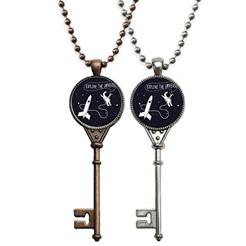 Universo y Alien Space Travel Key Collar colgante joyería pareja decoración