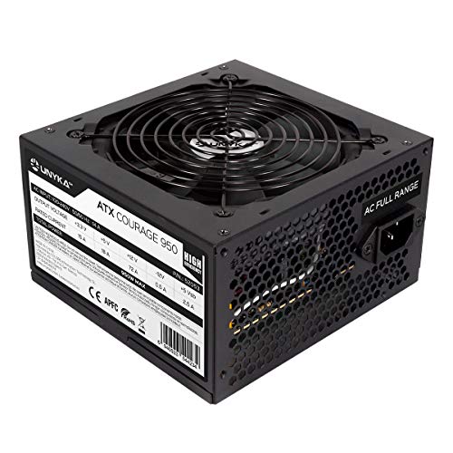 UNYKAch - Fuente de Alimentacion Courage ATX 950W Gaming APFC AC/100-240V Full Range, Incluye P4+4, Brida +4 Tornillos y Manual de Uso