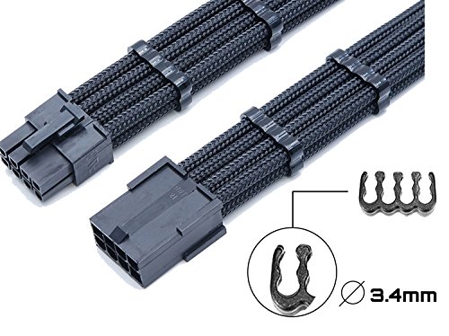 upHere 24 Piezas Set = 24 x 4, 8 x 12, 6 x 8 Cable Peine para 3 mm Cable gesleeved hasta 3,4 mm/0.13inch Negro,CM245