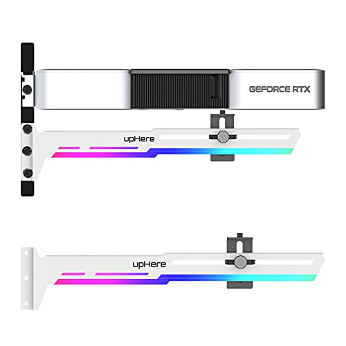 upHere GPU - Tarjeta gráfica de Soporte Blanco ARGB LED para Tarjetas gráficas de vídeo para Soportes de Esfera/Funda para Marco, Tarjetas Individuales o Dobles, G276WTARGB