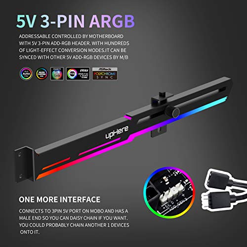 upHere GPU - Tarjeta gráfica de soporte LED ARGB para tarjetas gráficas de vídeo para soportes de esfera/funda para marco, tarjetas individuales o dobles, G276ARGB