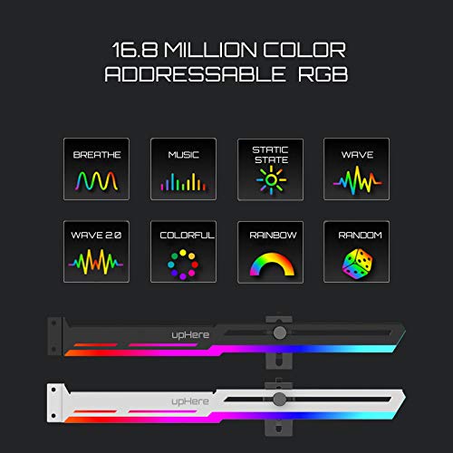 upHere GPU - Tarjeta gráfica de soporte LED ARGB para tarjetas gráficas de vídeo para soportes de esfera/funda para marco, tarjetas individuales o dobles, G276ARGB