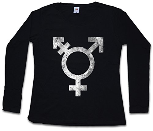 Urban Backwoods Transgender Symbol Women T-Shirt Mujer Camiseta de Manga Larga Negro Talla L