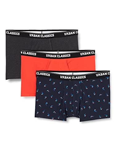 Urban Classics Calzoncillos Tipo, 3 Unidades Bxer, Bird AOP+ Boxer Orange + Cha, XXXL (Pack de 3) para Hombre