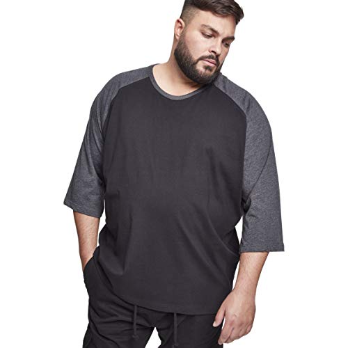 Urban Classics Camiseta raglán Contrast 3/4 Sleeve, Blk/Cha, XL para Hombre