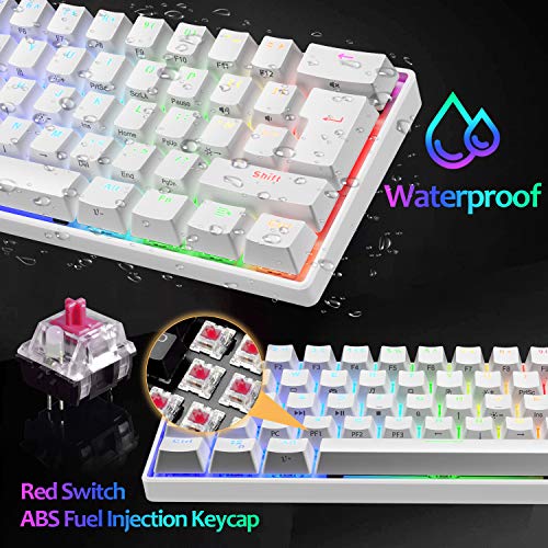 UrChoiceLtd UK61 60% Teclado mecánico para Juegos Tipo C Cableado 61 Teclas Retroiluminación LED Teclado Impermeable USB Retroiluminación RGB Teclas Anti-Fantasma para computadora/PC/Laptop/Mac