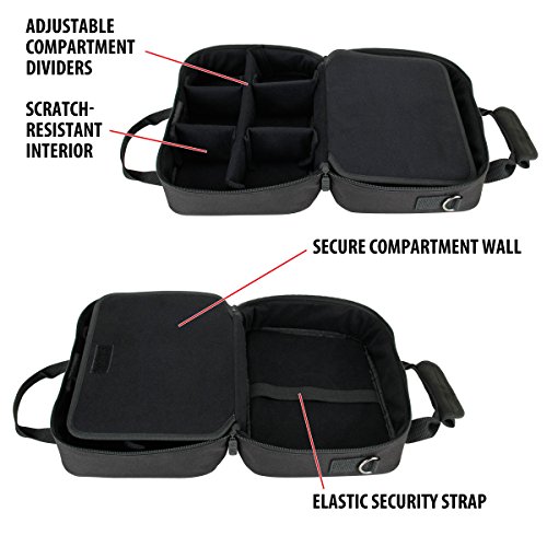 USA Gear Organizador de viaje electrónico, Tech Bag Case Custom Accesorios, correa ajustable para el hombro e interior acolchado – Funciona con tabletas, proyectores de viaje y más