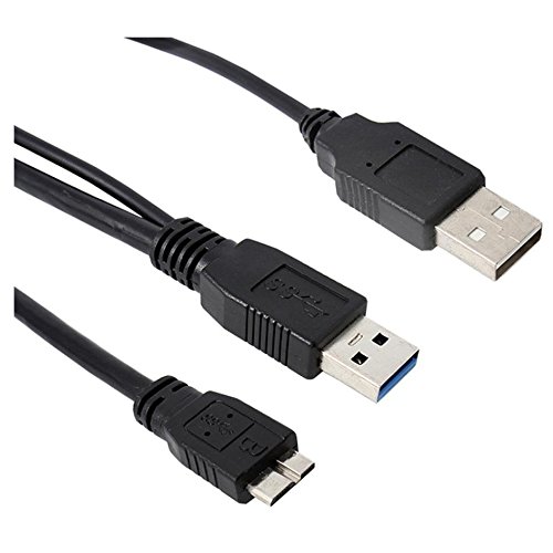 USB 3.0 A a USB 2.0+ Micro-B Cable - SODIAL(R) Un Doble A de Micro B USB 3.0 Y-Cable Mover el Disco Duro Cable Negro