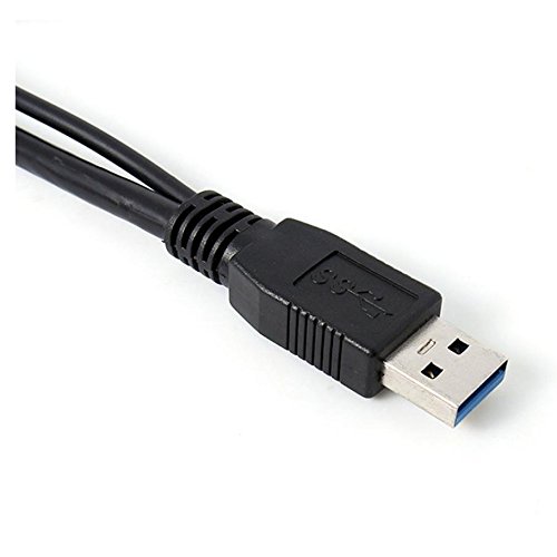USB 3.0 A a USB 2.0+ Micro-B Cable - SODIAL(R) Un Doble A de Micro B USB 3.0 Y-Cable Mover el Disco Duro Cable Negro