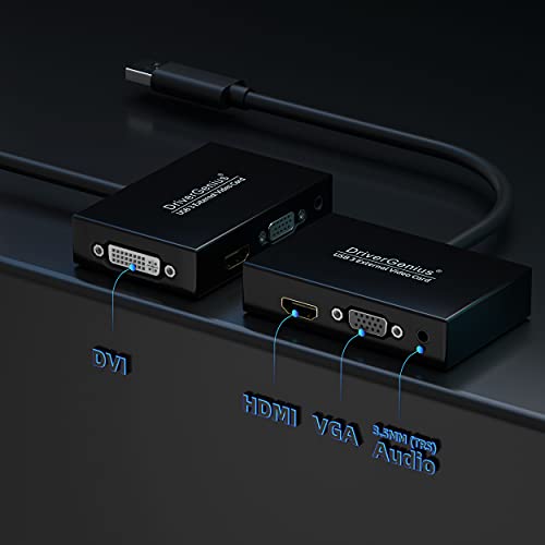 USB 3.0 a HDMI DVI VGA Tarjeta Grafica de Vídeo Externa Adaptador Monitores Múltiples para Win & Mac - 2048x1152/1920x1080