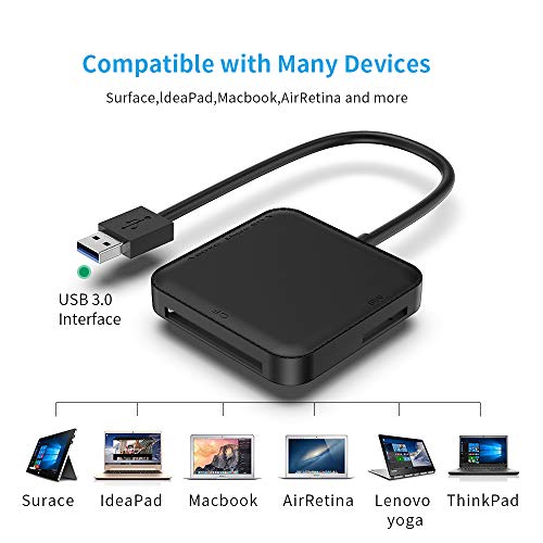 USB 3.0 Lector de Tarjeta, SenPuSi Múltiple Leer Simultáneamente 4 en 1 5Gbps, para Tarjetas CF/MS/Micro SD/SD/SDXC/SDHC Compatible con Windows Me/2000/8/7/XP