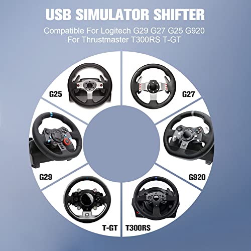 USB Simulador de cambios para ATS ETS polvo WRC Sim Racing Games H Gear Shifter para Logitech G29 G27 G25 G920 Thrustmaster T300RS/GT volante PC Windows 6+R+externo