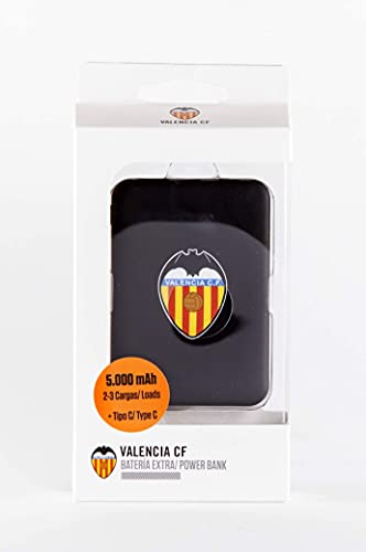 VALENCIA C.F Club de Fútbol-Power Bank- Bateria Externa para móvil. Producto oficial Sevilla FC 5.000 mAh. Entrada Tipo C y Micro USB. Salida USB. Tamaño pequeño y ligero