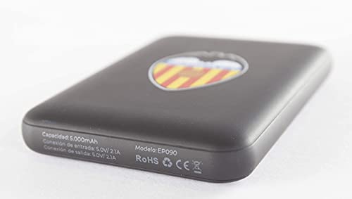 VALENCIA C.F Club de Fútbol-Power Bank- Bateria Externa para móvil. Producto oficial Sevilla FC 5.000 mAh. Entrada Tipo C y Micro USB. Salida USB. Tamaño pequeño y ligero