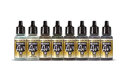 Vallejo 71166 Model Air - Colores Acrílicos, Luftwaffe Colors 1941 to end-war, 17 ml, 8 uds