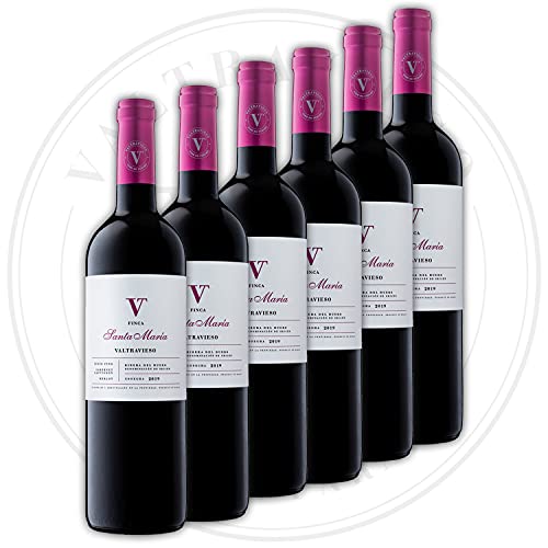 Valtravieso Caja Vino Tinto Ribera del Duero - Finca Santa Maria Roble Denominación de Origen/Tinto Fino (98%), Cabernet Sauvignon & Merlot (2%)| Pack Lote Regalo de 6 Botellasx750ml