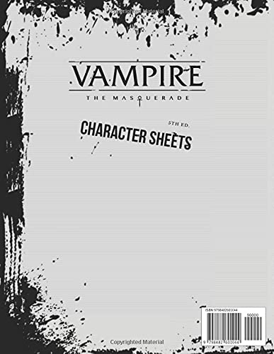 VAMPIRE The Masquerade 5th Edition - A4 - Character sheet: Character sheets prepared for writing on them.