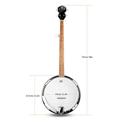 Vangoa 5 cuerdas Banjo Remo Cabeza Cerrada Espalda Sólida con kit de Principiante, Sintonizador, Correa, Recogida, Cuerdas, Selecciones y Bolsa