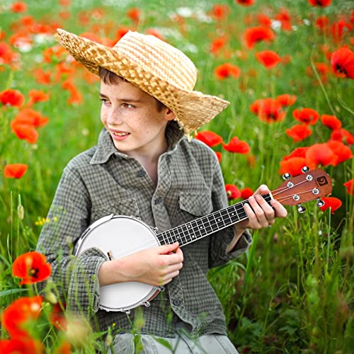 Vangoa Ukelele de banjo de 4 cuerdas, mini banjolele de concierto de viaje portátil de 23 pulgadas para principiantes con estuche, correa, cuerdas y más