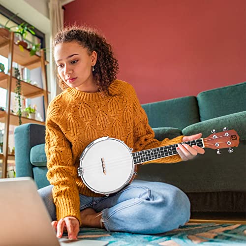 Vangoa Ukelele de banjo de 4 cuerdas, mini banjolele de concierto de viaje portátil de 23 pulgadas para principiantes con estuche, correa, cuerdas y más