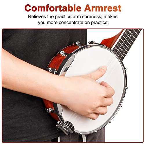 Vangoa Ukelele de banjo de 4 cuerdas, mini banjolele de concierto de viaje portátil de 23 pulgadas para principiantes con estuche, correa, cuerdas y más