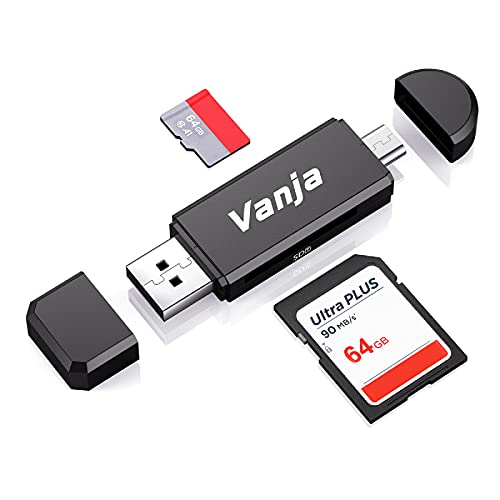 Vanja Lector Tarjetas SD/Micro SD, Micro USB OTG Adaptador y USB 2.0 Lector Tarjetas SD Apto para SDXC, SDHC, SD, MMC, RS-MMC, Micro SDXC, Micro SD, Micro SDHC y UHS-I Tarjetas