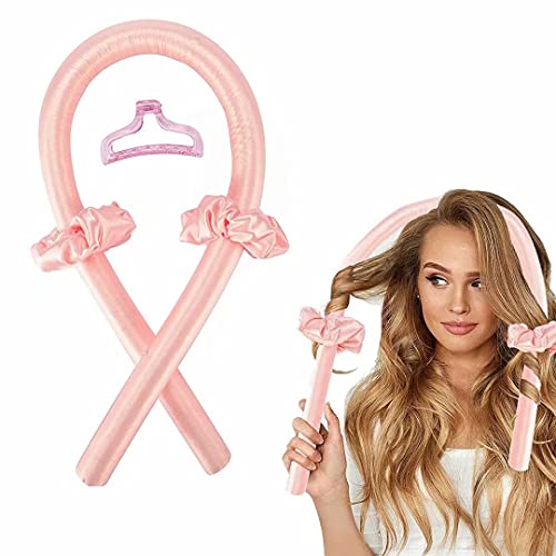 Varilla para Rizar sin Calor,Rizar sin Calor Rulos,Heatless Hair Curler,DIY Hair Styling Kit,para Herramientas de Peinado de Cabello Medio y Largo,4 Piezas. (Rosa)