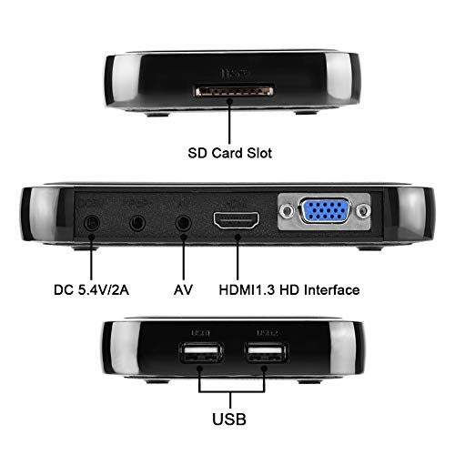 Vbestlife Reproductor Multimedia 1080P Full HD Media Player Media Player TV Digital 100Mbps Soporte de Unidad USB/Disco Duro Externo de 2TB/ Tarjeta SD/,con Control Remoto (Negro)